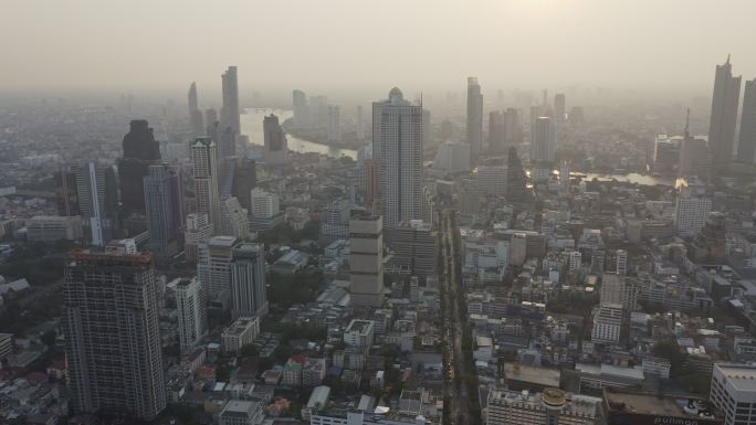 鸟瞰图曼谷市城市主城区宣传片经济建设