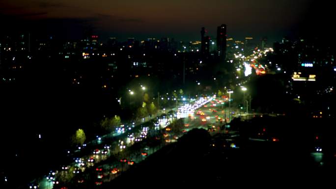 4K城市霓虹，夜晚车流，交通，车流霓虹