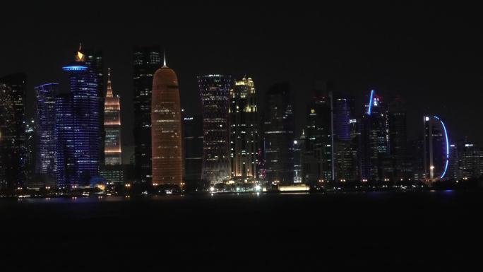 卡塔尔多哈城市夜景