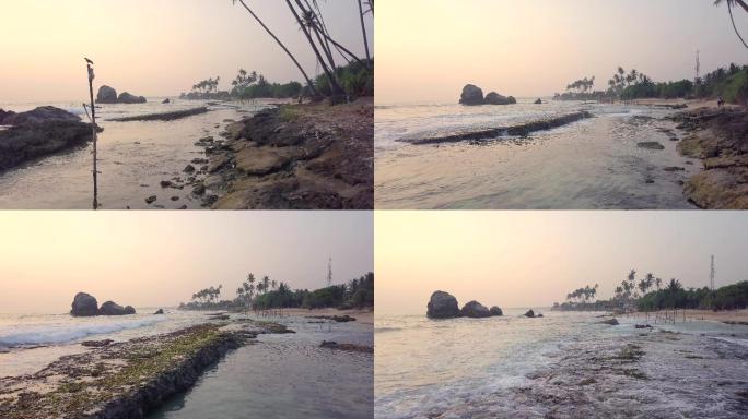 斯里兰卡肯海滩海水海浪海边沙滩大海浪花