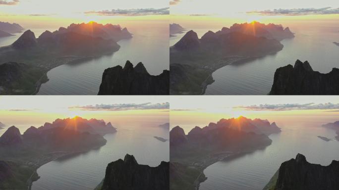 挪威的风景鸟瞰图航拍风景区