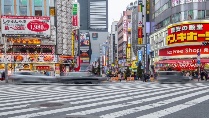 新宿购物区城市延时航拍日本航拍旅游宣传片