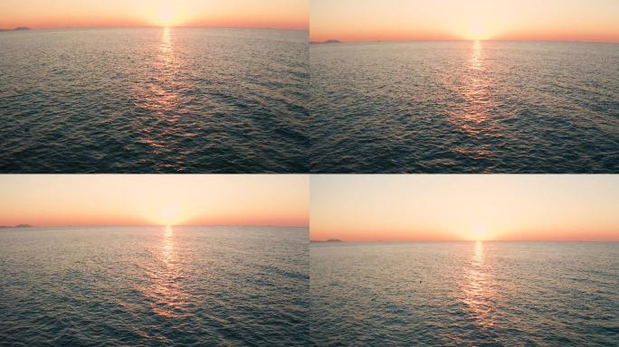 4K航拍清晨大海日出-实拍海上日出