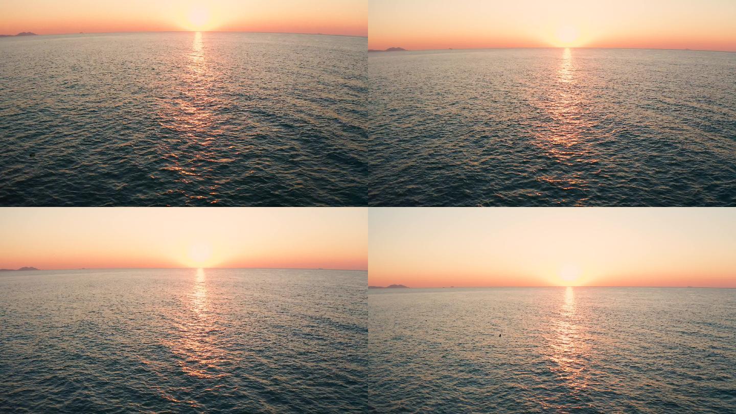 4K航拍清晨大海日出-实拍海上日出