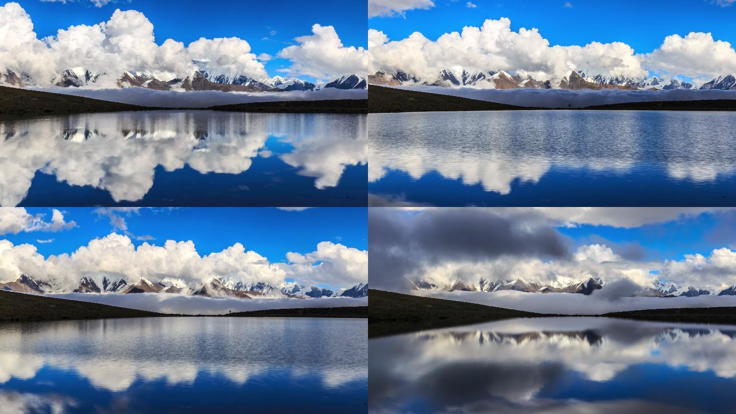 间隔拍摄山峰著名自然景观雪湖