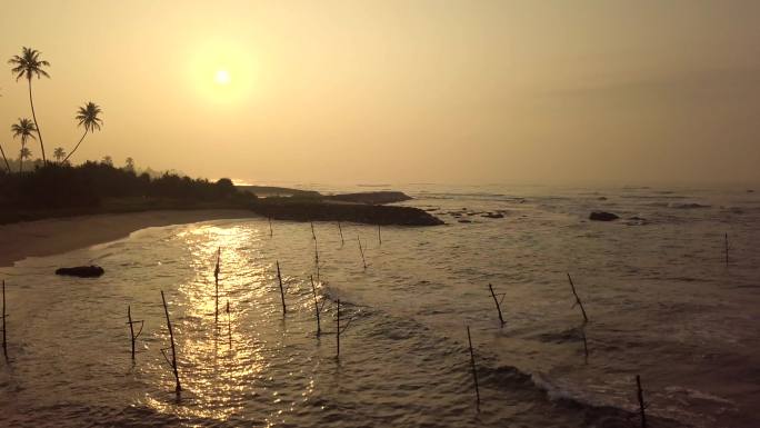 鸟瞰斯里兰卡海滩视频素材