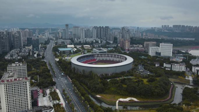 泸州城区城北奥体大剧院蜀泸大道航拍素材