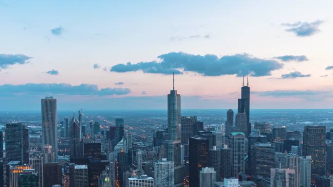 时间流逝的芝加哥城市景观