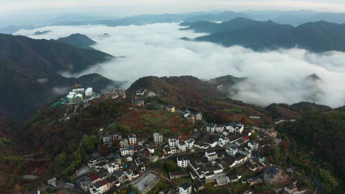 东阳市天山村云海风光4K航拍