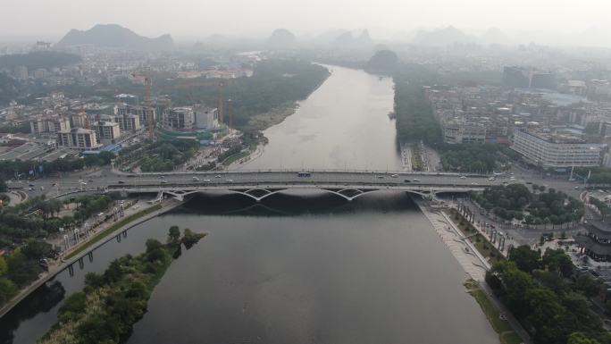 航拍广西桂林解放大桥