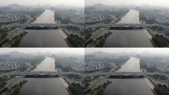 航拍广西桂林解放大桥