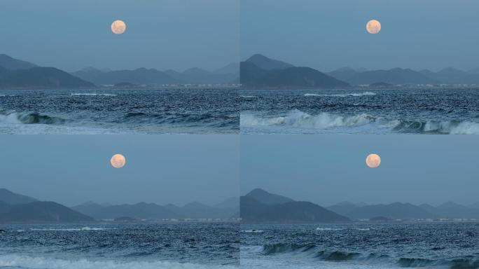 满月升起三亚厦门青岛风景海南海岛