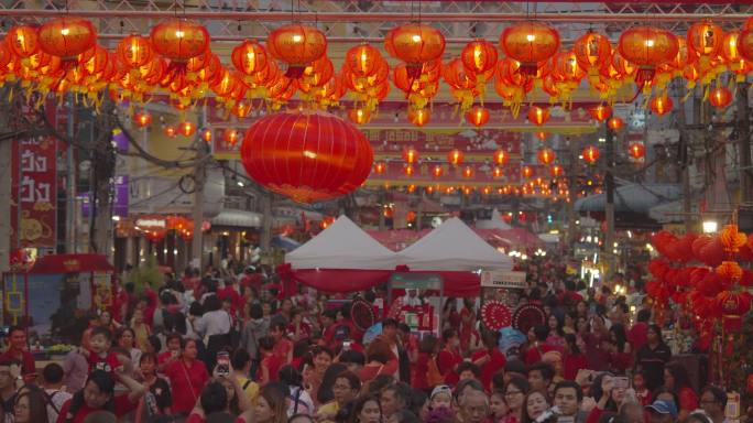 中国新年。舞龙舞狮庆祝过年实拍视频