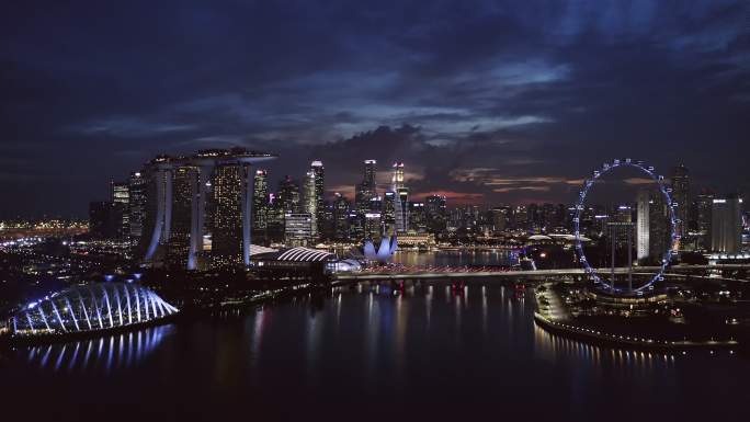 鸟瞰新加坡地标性金融商业区