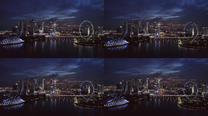 鸟瞰新加坡地标性金融商业区