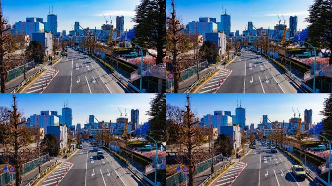 原宿的街道城市街道建设道路两边工地城市建