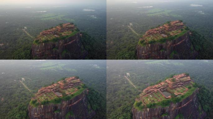 无人机拍摄的斯里兰卡西格里亚石岛