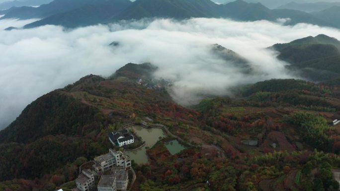 东阳市天山村云海风光4K航拍