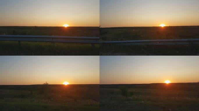 田野上美丽的日落空镜头空境通用素材视