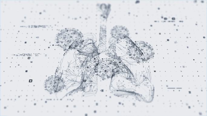 由病毒细胞组成的呼吸系统的数字图像