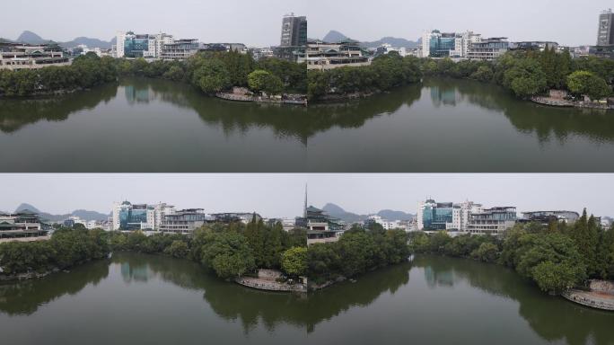 航拍桂林榕杉湖景区旅游景点