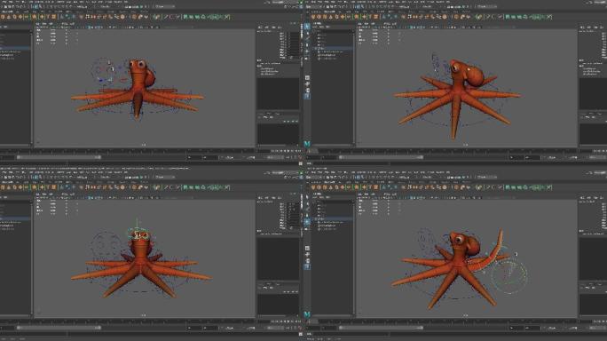 Maya卡通风格章鱼模型