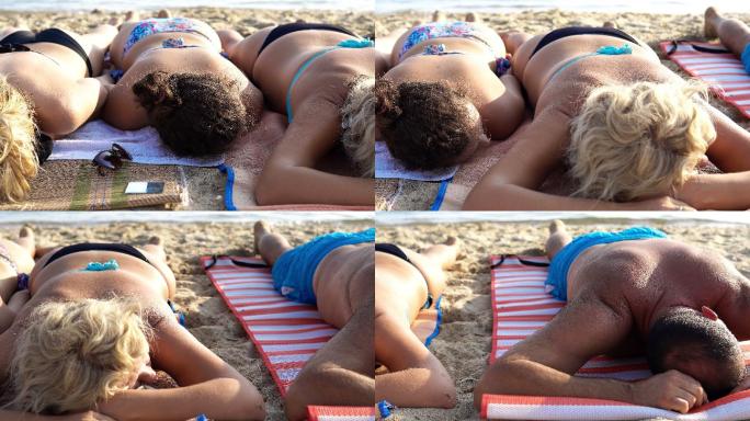 海滩日光浴国外沙滩外国人英国美国