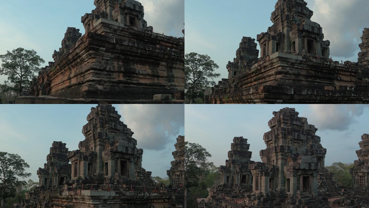 航拍柬埔寨吴哥窟的茶胶寺