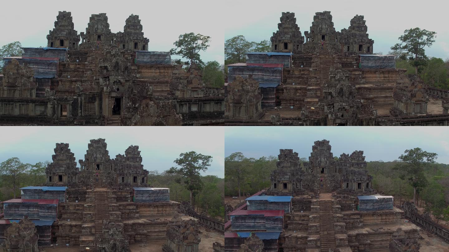 航拍柬埔寨吴哥窟的茶胶寺