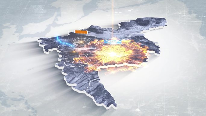 广州地图水墨风AE模板