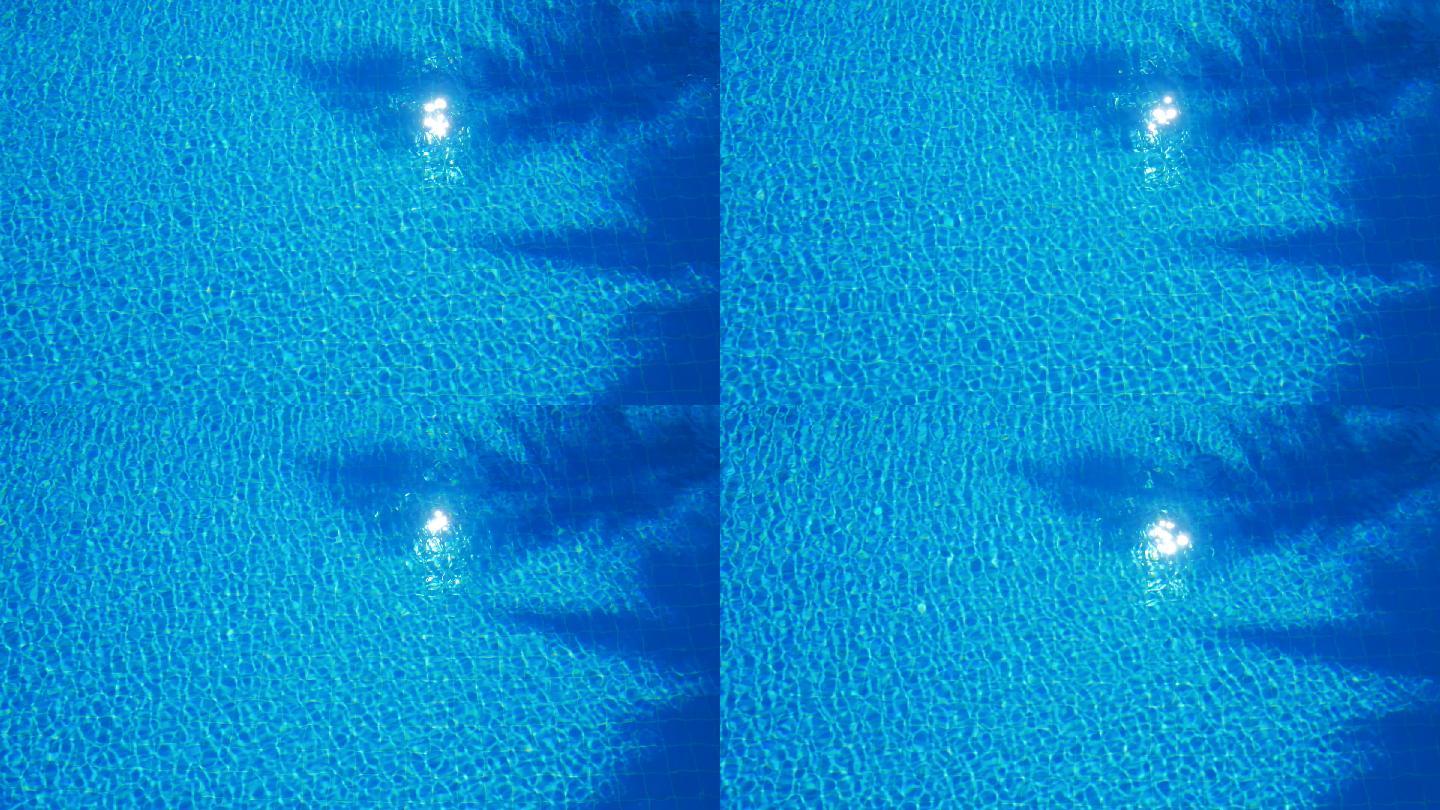 游泳池的蓝色水与灯光反射