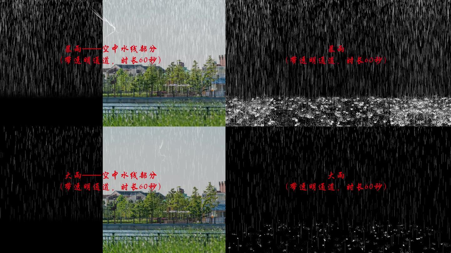 超高清 带透明通道小雨+大雨+暴雨