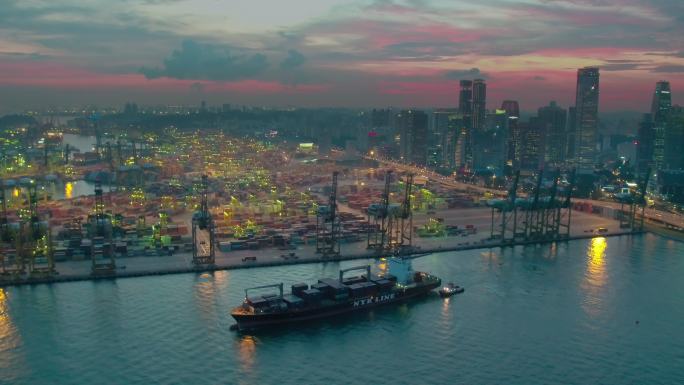 航拍新加坡港口