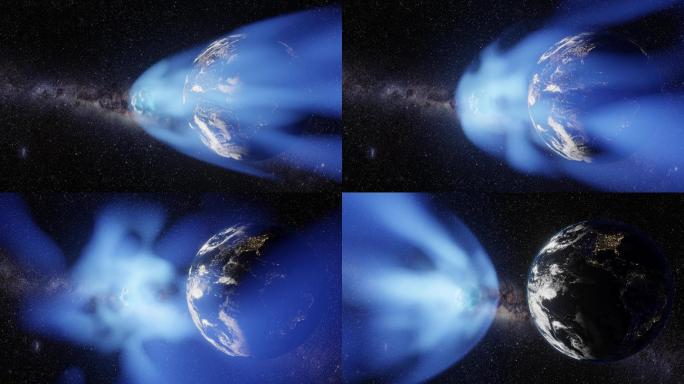 彗星在旋转的地球附近飞行