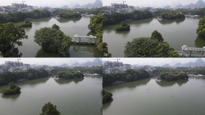 航拍桂林榕杉湖景区旅游景点