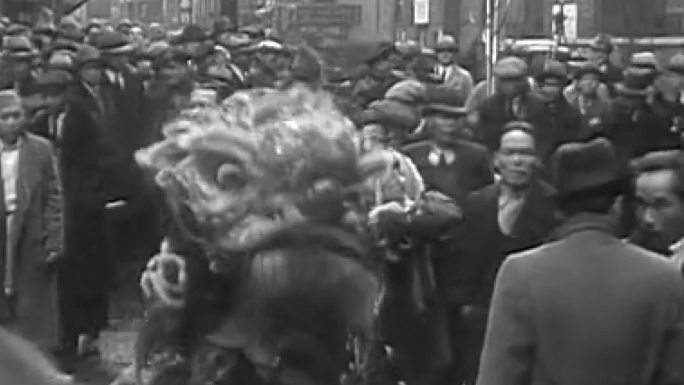 30年代春节舞狮表演