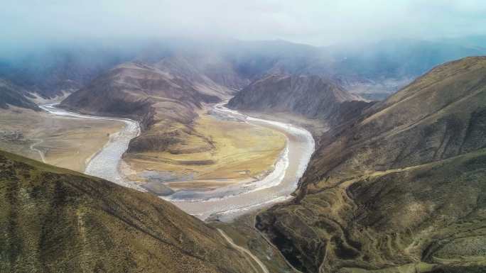 青海鸟瞰图绝美风光唯美大自然河川山川