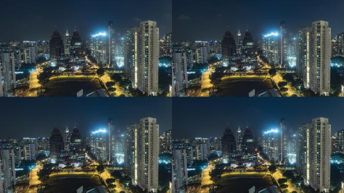 夜景新加坡城市时间流逝