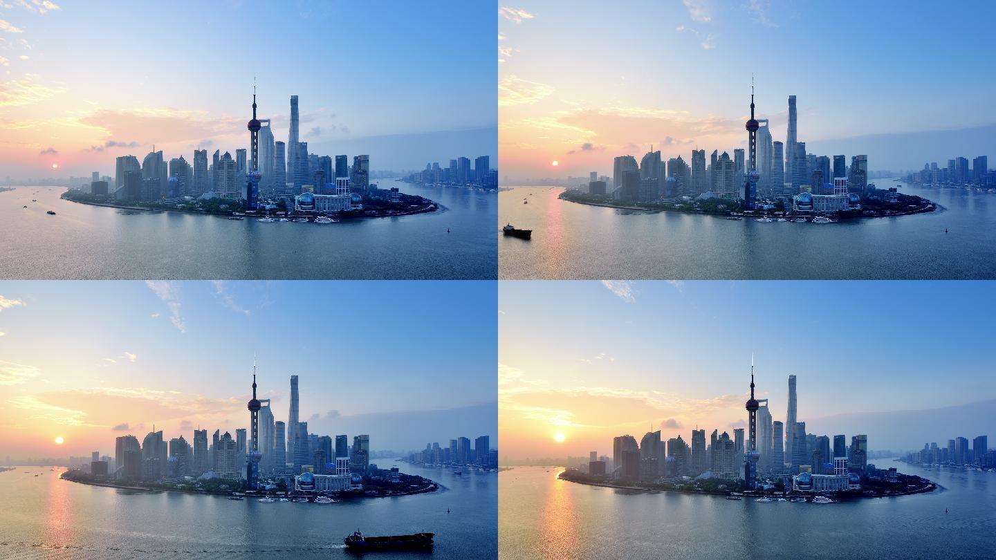 日出时的上海天际线