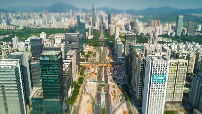 深圳城市景观移轴创意拍摄航拍大景全景CB