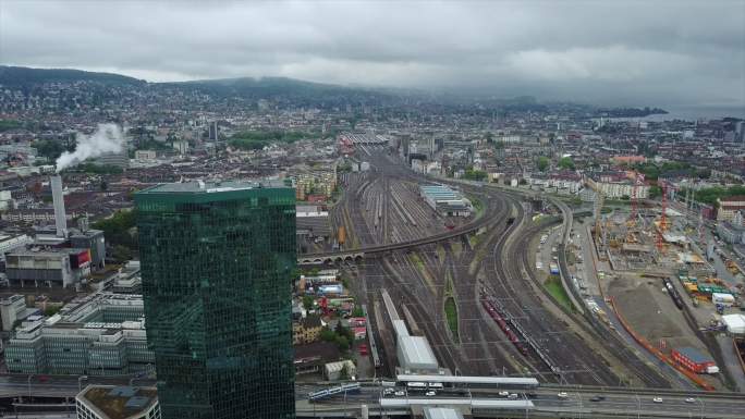 城市鸟瞰图航拍城市全景空镜规划建设