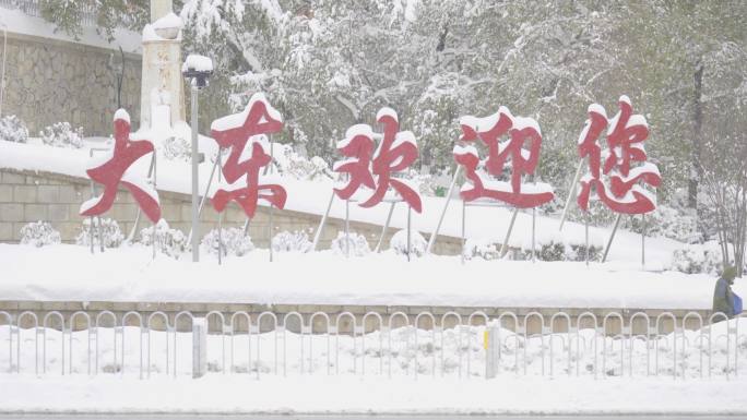 中国辽宁沈阳冬天大雪中的大东区