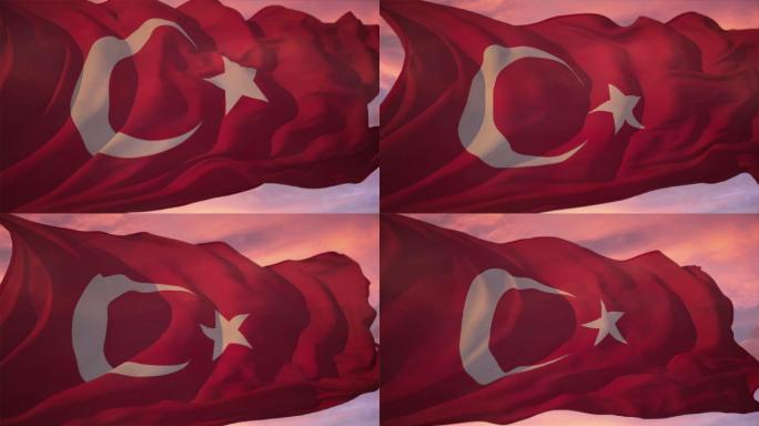 随风飘扬的土耳其国旗