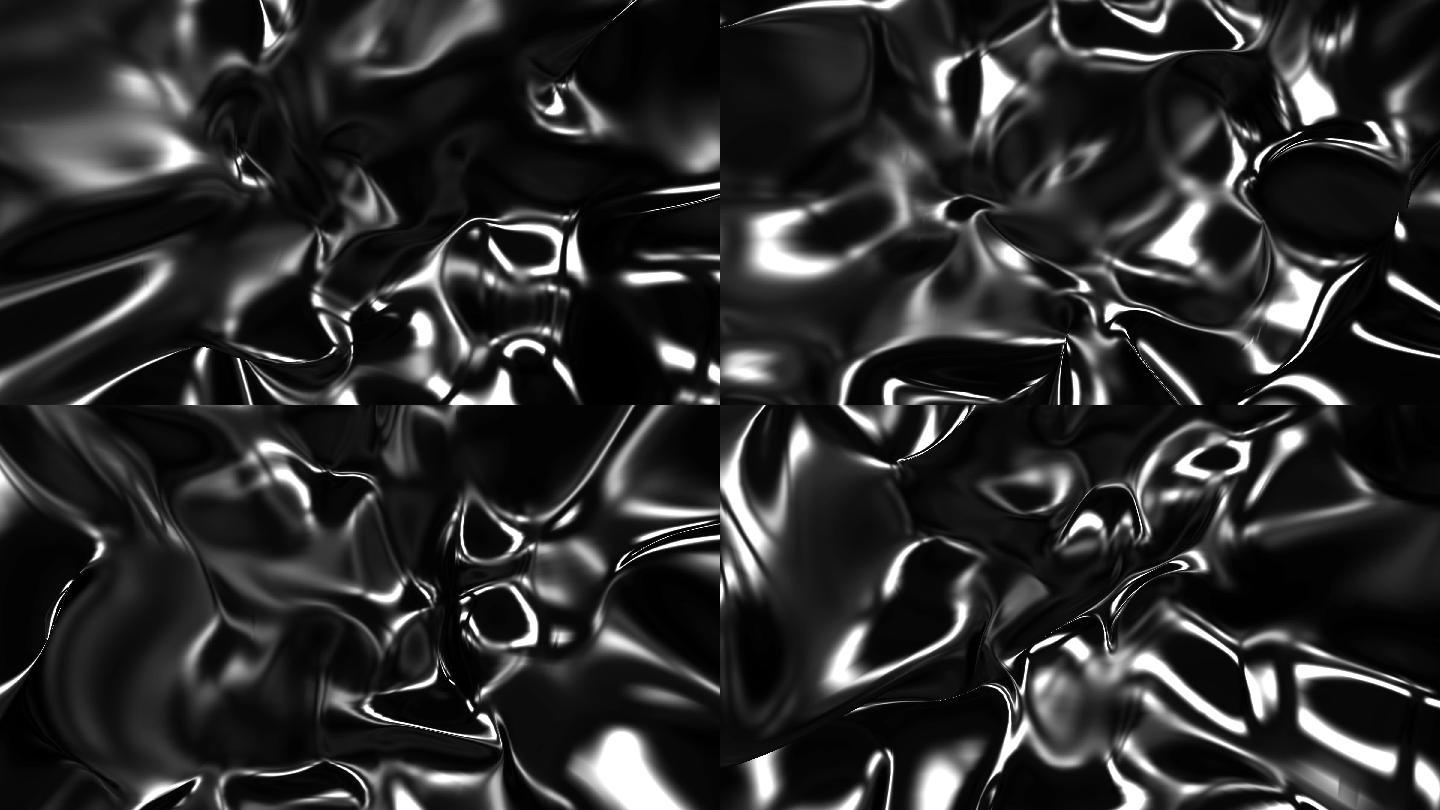 4K抽象黑色丝质面料液体动态1
