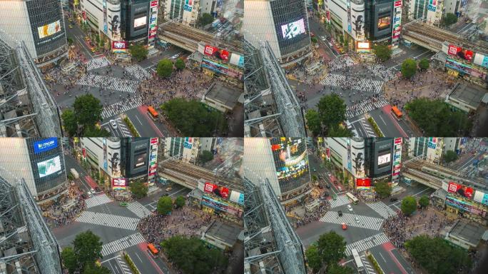 从日本东京俯视图看的十字路口