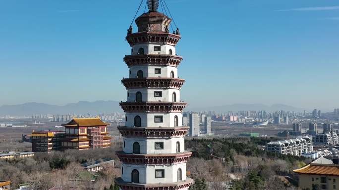 济南章丘危山风景区元音寺舍利塔航拍4k