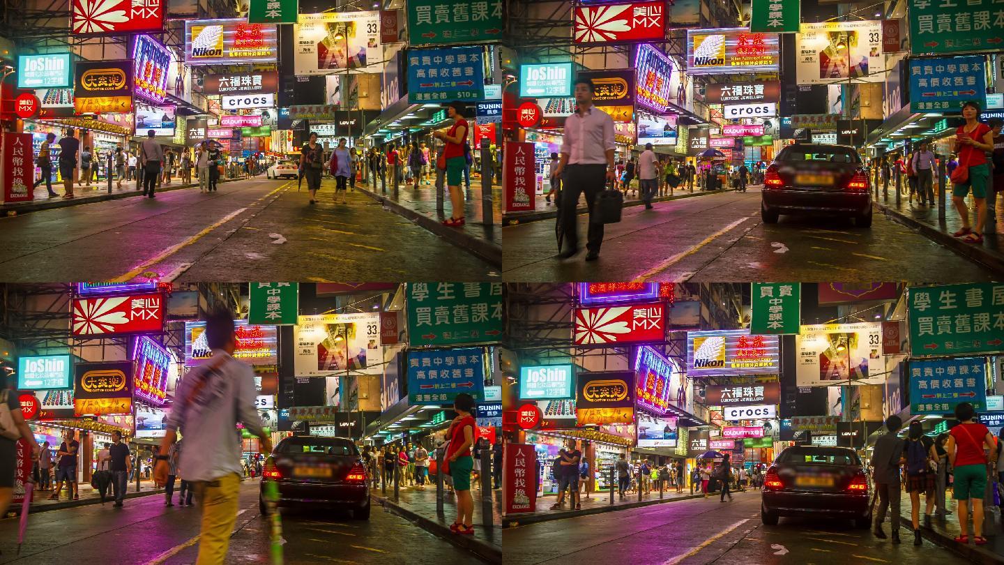 晚上在香港市场购物的人们