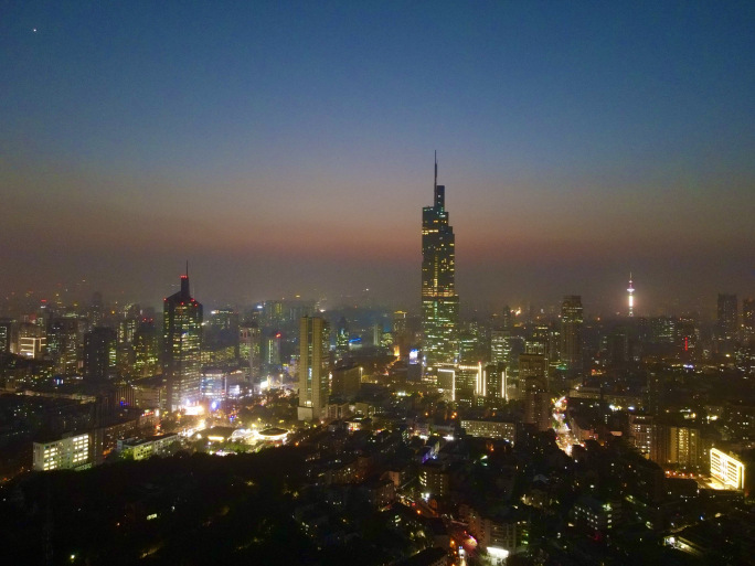 航拍南京夜景