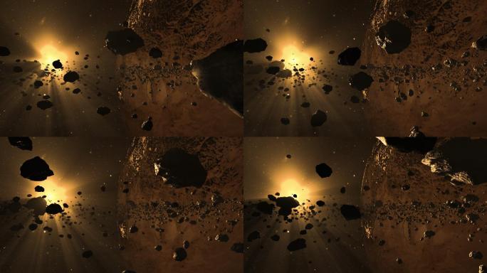 小行星带宇宙灾难片素材星体碰撞