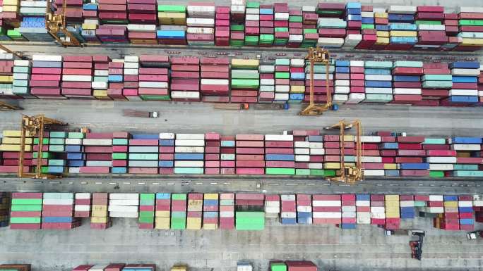 工业港鸟瞰图航拍俯视装卸吞吐港口国际贸易
